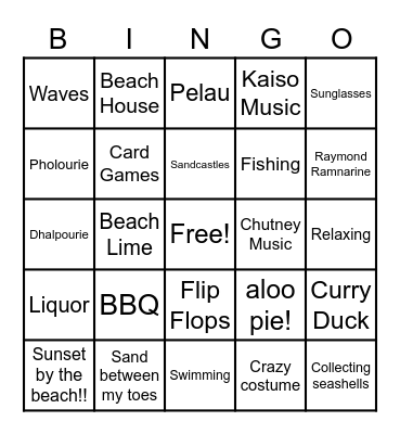 Trini Beach Vacation 2 Bingo Card