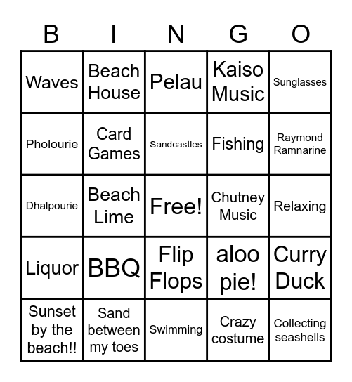 Trini Beach Vacation 2 Bingo Card