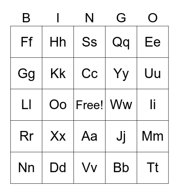 ABC Sound Bingo Card