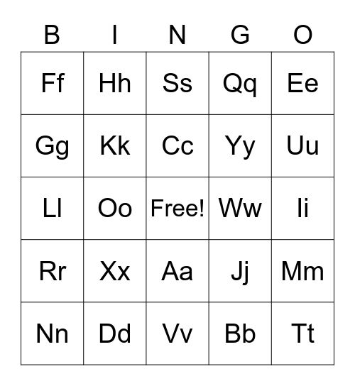 ABC Sound Bingo Card
