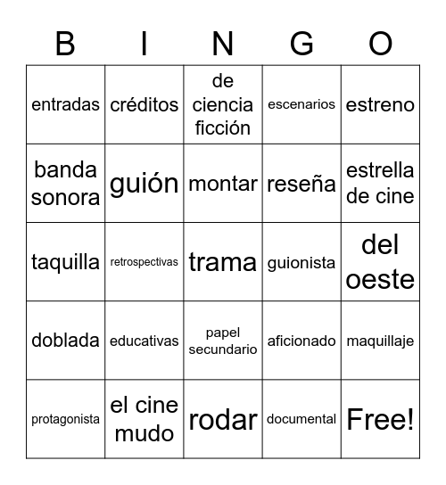 EL CINE Bingo Card