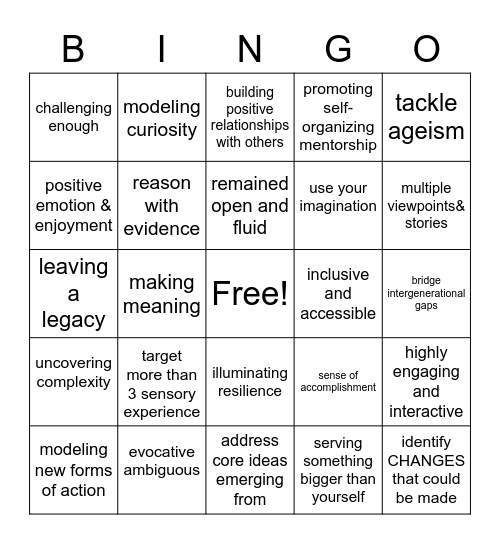 VACS Intergenerational Programming Bingo Card