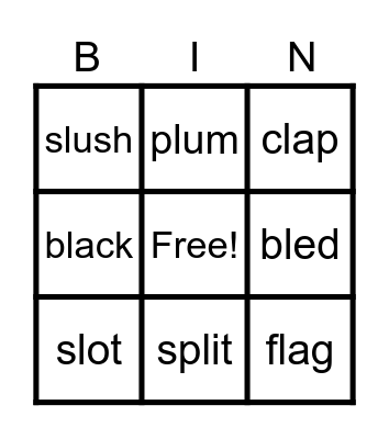 L Blends Bingo Card