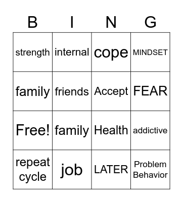 REASONS TO CHANGE Bingo Card