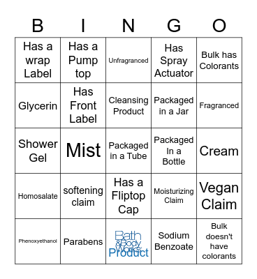 Bath & Body Works Bingo Card