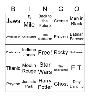 GRI Movie BINGO Card