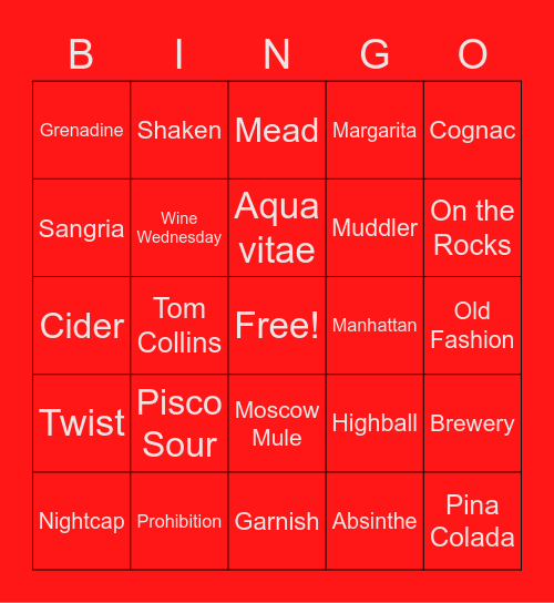 Free Space Friday Bingo Card