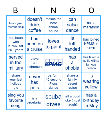 KPMG HUMAN BINGO Card