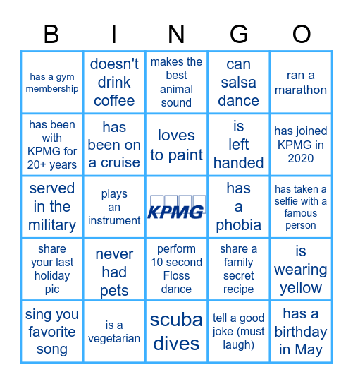 KPMG HUMAN BINGO Card