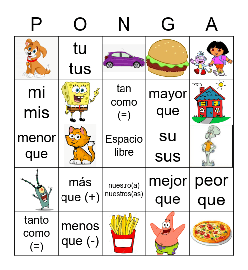 Comparaciones Bingo Card