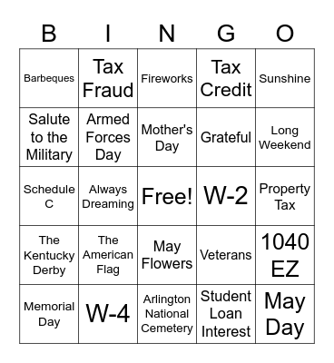 MAY / TAX DAY Bingo Card