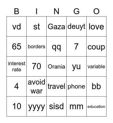 Mrs. Thompson's Final Exam Bingo Card