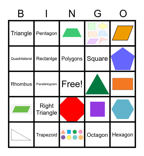 2D Shapes Bingo Card