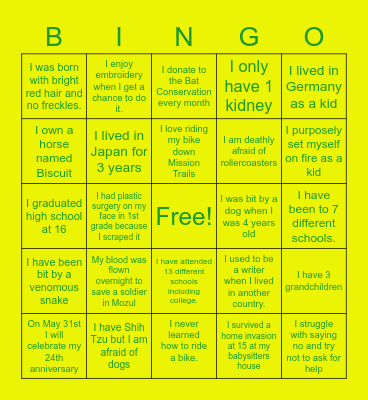 Hirsch Edition Bingo Card