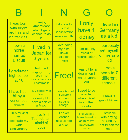Hirsch Edition Bingo Card