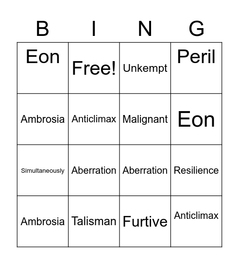 AWIT Chapter 6 Vocabulary Bingo Card