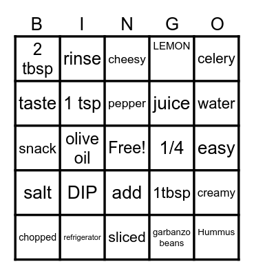 Cooking Show Bingo Card
