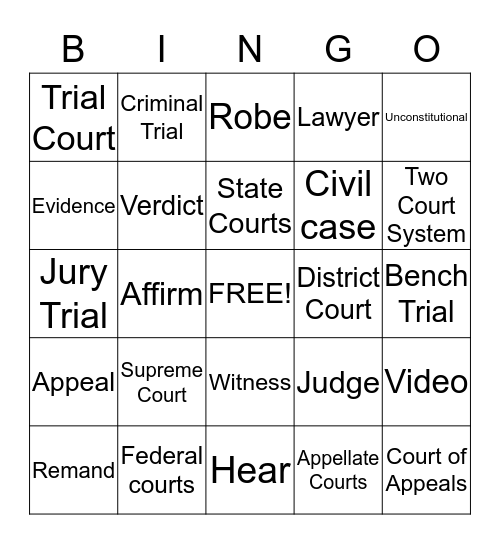 Judicial Branch in a Flash Bingo Card