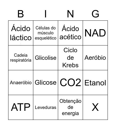 RESPIRAÇÃO CELULAR Bingo Card