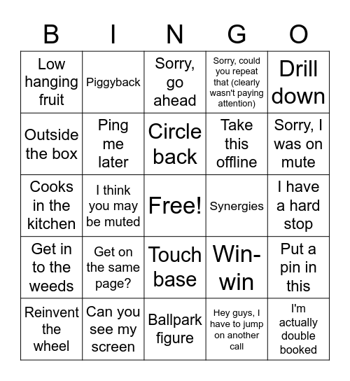 Meeting Bingo Card