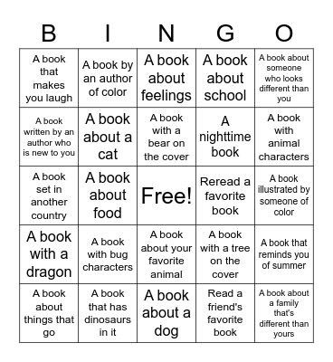 Picture Book Bingo Card