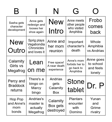 Amphibia Season 3 Bingo Card