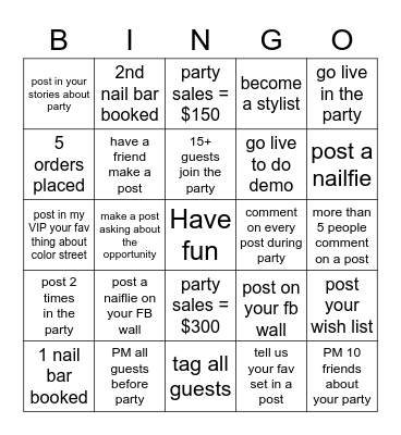 Hostess Bingo! Bingo Card