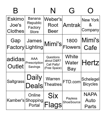 AAA Oklahoma Discounts & Rewards Bingo Card