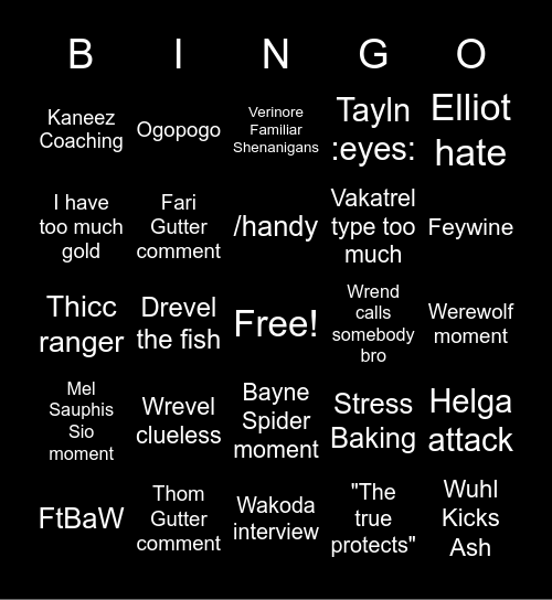 A day in BG Bingo Card