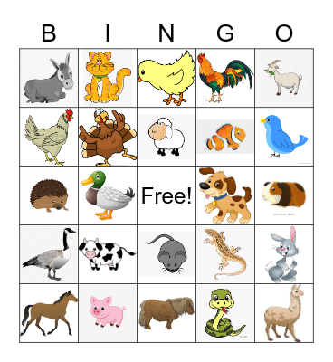 Les animaux Bingo Card