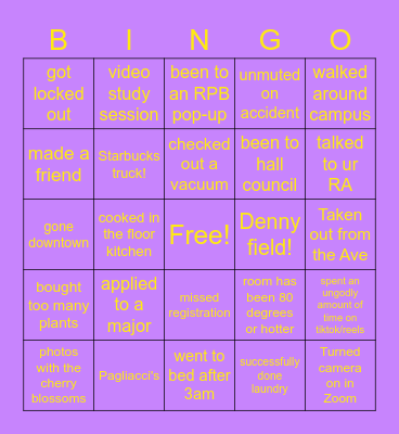 UW Bingo Card