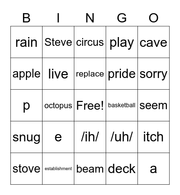 HD Word Bingo Card
