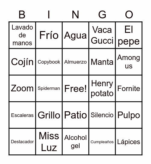 4TH GRADE - STUDENT'S DAY Bingo Card