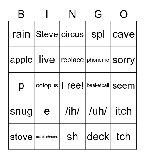 HD Word Bingo Card