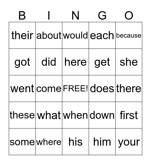 here and him Bingo Card
