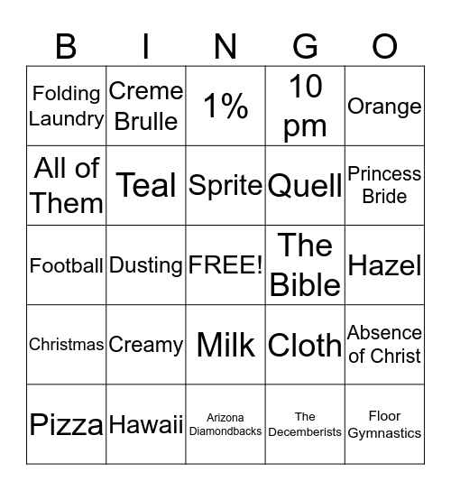 KELSEY'S BABY SHOWER Bingo Card