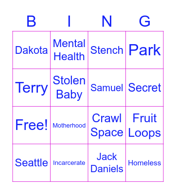 The Wrong Family Bingo Card