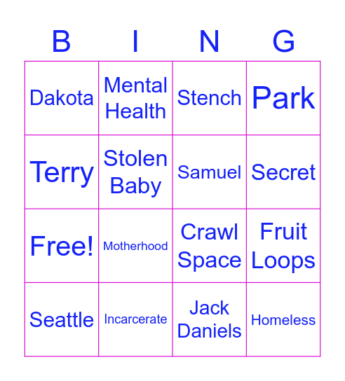 The Wrong Family Bingo Card