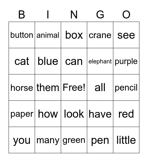 How Many Can You See? Bingo Card