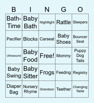 Kaitlynn & Eddie's Baby Shower BINGO Card