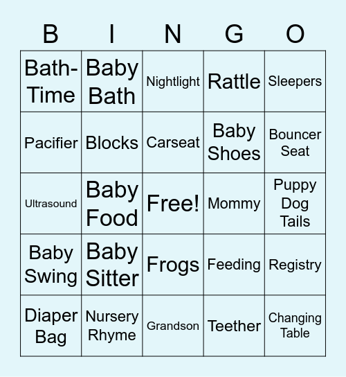 Kaitlynn & Eddie's Baby Shower BINGO Card