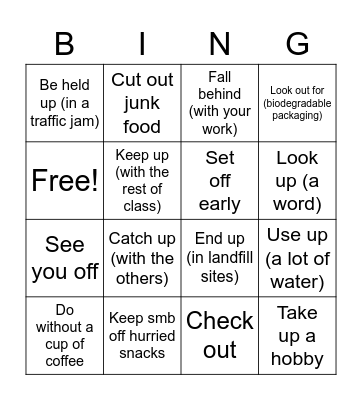 Phrasal verbs Bingo Card