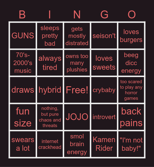 OCCHIO'S BINGO BANGO Bingo Card