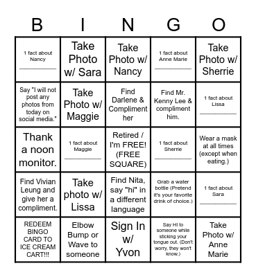 Fantastic Pandemic Retirement Celebration Bingo Card