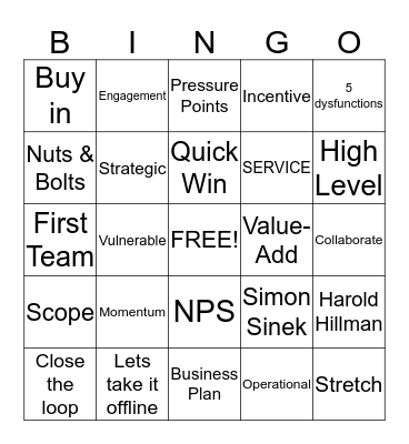 Corporate Bingo Card
