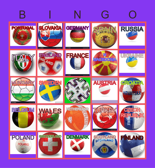UEFA EURO 2020 Bingo Card
