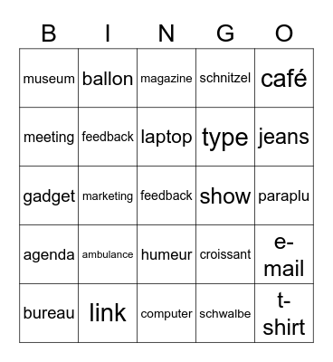 Leenwoorden Bingo Card