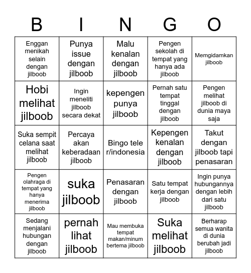 Bingo tele r/indonesia Bingo Card