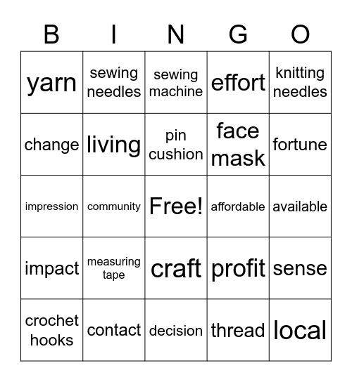 Handmade Bingo Card