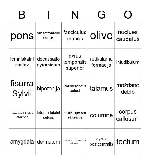 BRAIN BINGO Card